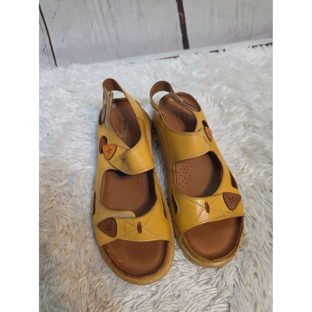 Spring Step Womens Mustard Yellow Leather Slingback Sandals Turkey Size 40
